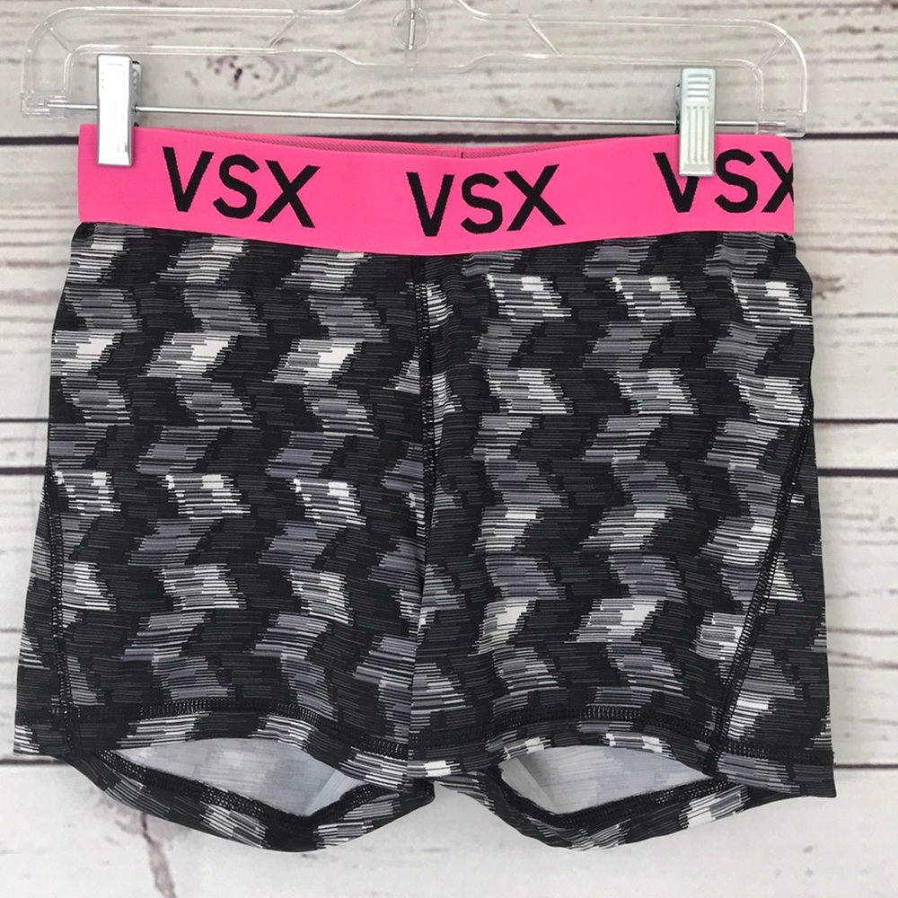 VICTORIA’S SECRET VSX Player Shorts & Sports Bra Set Black White Pink - Picture 9 of 14